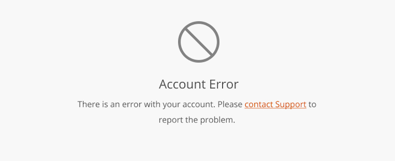 Image of account login error page